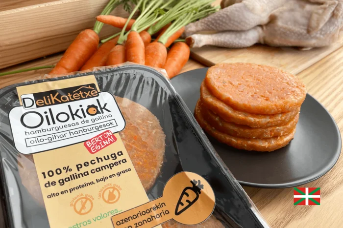 Hamburguesa de gallina con zanahoria. Pack de 4 uds.de 90 grs. image