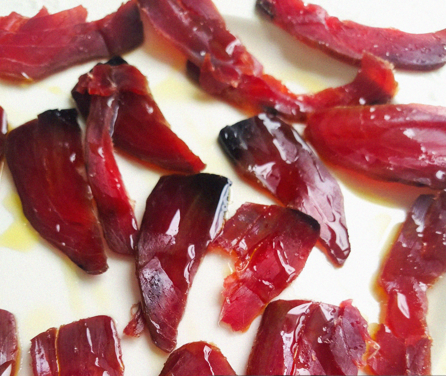 Spanish salted and air dried tuna fish with olive oil